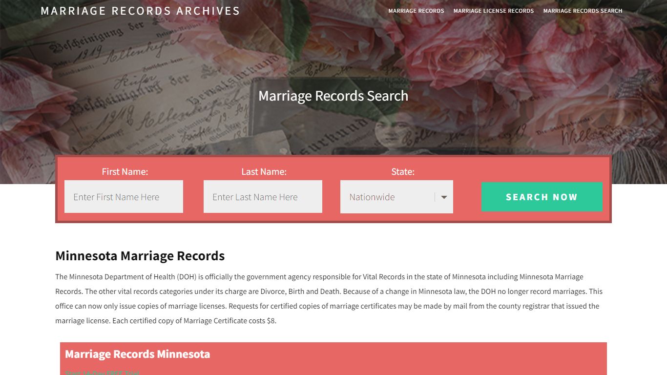 Minnesota Marriage Records | Enter Name and Search | 14 Days Free